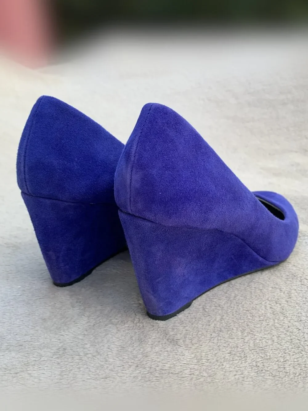 Bandolino Transpose Blue Suede Demi Wedges Sz 7.5
